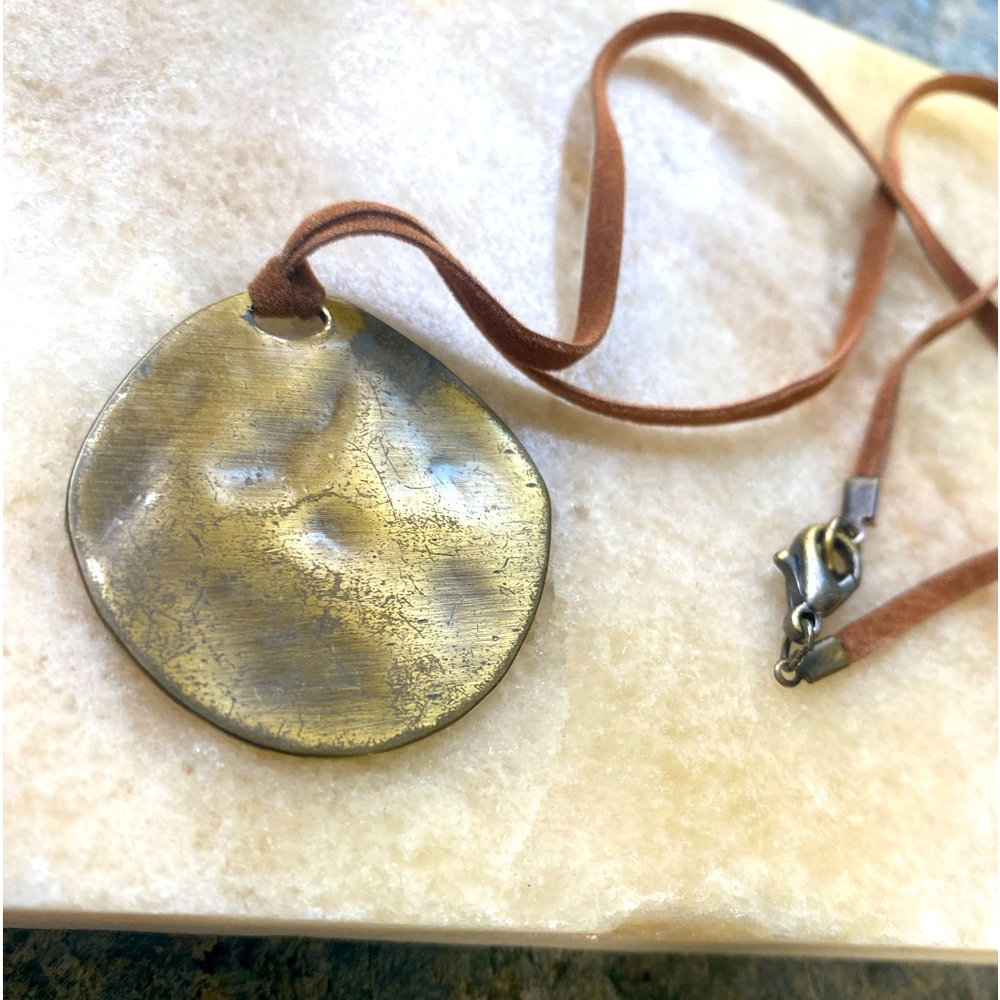 🎈Sale 🎈2 for $10 minimalist simple gold (color) metal hammered disc necklace
